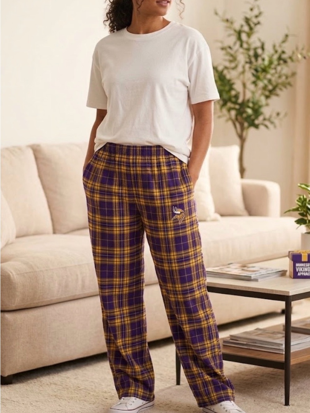 NFL Purple and Yellow Plaid Pajama Pants